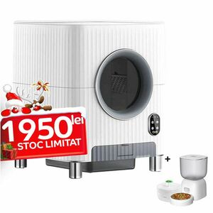 Pachet Litiera Automata iHunt Smart Cat Litter V3 pentru pisici + Smart Pet Care Pack, Hranitor automat 3L si fantana apa 2L imagine