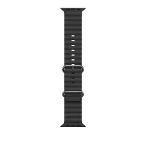 Curea Smartwatch Apple pentru Apple Watch 49mm Black Ocean Band Natural Titanium Finish imagine