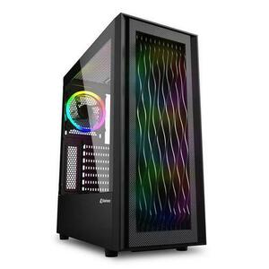 Carcasa SHARKOON RGB WAVE Tempered Glass , MiddleTower, fara sursa (Negru) imagine