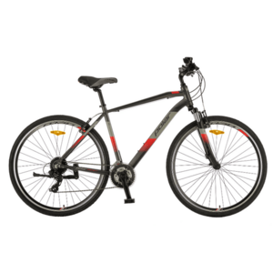 Bicicleta Trekking Polar FORESTER COMP, 28inch, M-L, Frane V-Brake, 24 viteze (Gri/Rosu) imagine