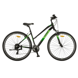 Bicicleta Trekking Polar FORESTER COMP LADY, 28inch, M, Frane V-Brake, 24 viteze (Negru/Verde) imagine