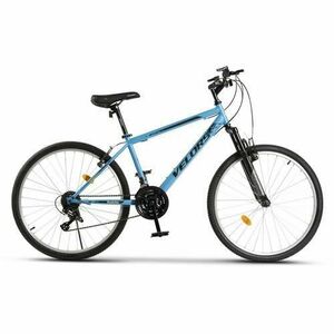 Bicicleta MTB Velors Rockstar V26304B 26inch, Schimbator spate Sunrun 7 viteze, Manete schimbator Rotative 21 viteze, Cadru Otel, Roti 26 inch, Frane V-Brake, Albastru/Negru imagine