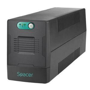 UPS fara management Spacer SPUP-600L-LIT01, 600 VA, 360 W, AVR, 2x Schuko, Indicatie status cu LED, 1 baterie 12V/7Ah (Negru) imagine