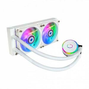 Cooler CPU CoolerMaster MasterLiquid PL240 Flux, iluminare ARGB, 2x120 mm, 2300 rpm, PWM (Alb) imagine