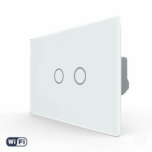 Intrerupator Dublu Wi-Fi cu Touch LIVOLO din Sticla – Standard Italian (Alb) imagine