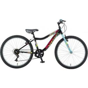 Bicicleta Copii Booster 2023 Plasma, roti 24 Inch, cadru otel, Frana V-Brake, 6 Viteze, Negru/Turcoaz imagine