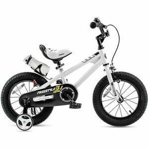 Bicicleta Copii RoyalBaby Freestyle, Roti 14inch, frana U-Brake, cadru otel, roti ajutatoare (Alb) imagine