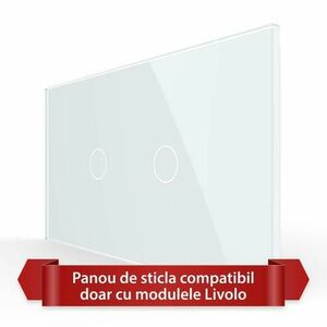 Panou Intrerupator Simplu + Simplu cu Touch LIVOLO din Sticla, Standard Italian - 4M (Alb) imagine