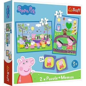 Set Trefl 2 in 1 Joc Memorie si Puzzle Peppa Pig: Momente fericite imagine