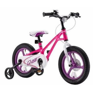 Bicicleta Copii RoyalBaby G1602C Galaxy, roti 16inch, cadru magneziu, frana pe disc, roti ajutatoare (Roz/Alb) imagine