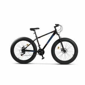 Bicicleta MTB Fat-Bike Velors Hercules V2619B, Schimbator Shimano Tourney TZ, Roti 26 x 4.0, Frane Mecanice Disc (Negru/Albastru) imagine