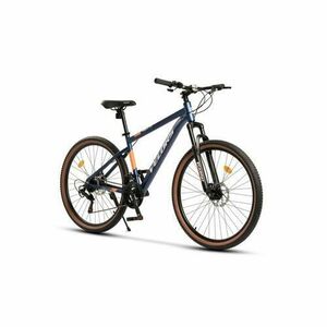 Bicicleta MTB-HT Velors Forest 2.7 V27302B, Roti 27.5 Inch, Manete Schimbator Secventiale, 21 Viteze, Frane Disc fata/spate, Albastru/Portocaliu imagine