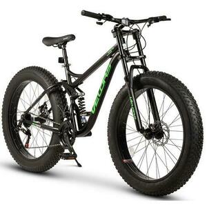 Bicicleta MTB-Full Suspension FAT BIKE Velors Duro 2.6 V26309D 26, Schimbator spate Index M50, Roti 26 x 4.0 inch, Frane Disc, Negru/Verde imagine