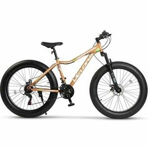 Bicicleta Fat-Bike Wolf Velors V2605D, Schimbator Shimano Tourney 21 Viteze, Roti 26 Inch, Frane pe Disc, Maro/Alb imagine