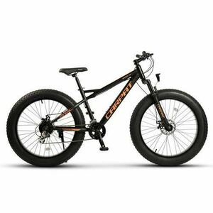 Bicicleta MTB-Fat Bike CARPAT Bigone C26278G, Schimbator spate Shimano Altus, 16 Viteze, Roti 26 Inch, Frane Mecanice Disc, Negru/Portocaliu imagine