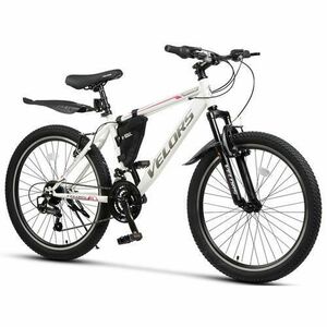 Bicicleta MTB-HT Velors Neptune 2.4 V24215G, roti 24inch, cadru otel, 21 viteze, Alb/Gri imagine