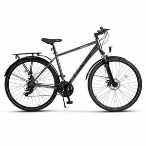 Bicicleta MTB-TREKKING Carpat Rocky C28281G, roti 28inch, 21 viteze, Cadru Aluminiu, Gri/Albastru imagine