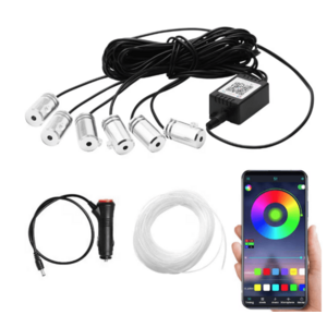 Kit 4 Benzi LED Lumini Ambientale auto RGB Control din Aplicatie Telefon imagine