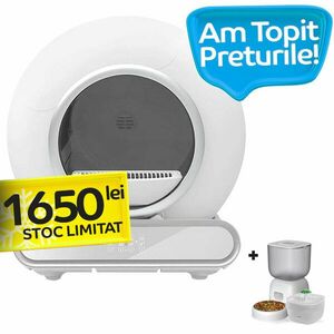 Pachet Litiera Automata iHunt Smart Cat Litter V2 pentru pisici + Smart Pet Care Pack, Hranitor automat 3L si fantana apa 2L imagine