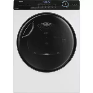 Uscator de rufe Haier HD80-A3959-S, Pompa de caldura cu compresor inverter, 8kg, clasa A+++, WIFI-app hOn, 11 programe +app, alba - usa neagra imagine