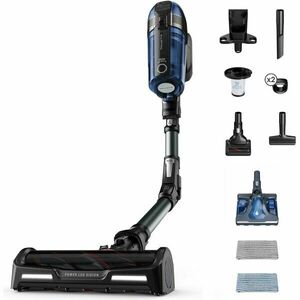 Aspirator vertical Rowenta XForce Flex 12.60 cu mop Aqua RH98C8WO, 320W, 45 minute autonomie, baza de incarcare, recipient praf 0.9L tehnologie flex, control Display, functie Boost, cap de aspirare Power LED Vision, Albastru/ negru imagine