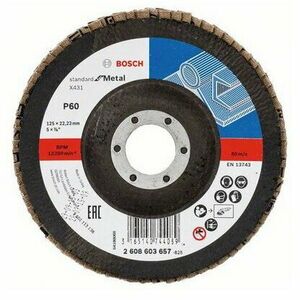 Disc lamelar frontal pentru metal Bosch Standard 2608603657, 125 mm diametru, 60 granulatie imagine