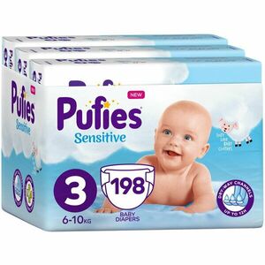 Scutece Pufies Sensitive, 3 Midi, Monthly Pack, 6-10 kg, 198 buc imagine