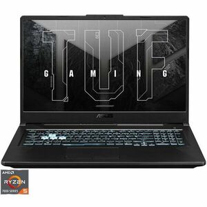 Laptop Gaming ASUS TUF A17 FA706NF cu procesor AMD Ryzen™ 5 7535HS pana la 4.55 GHz, 17.3, Full HD, IPS, 144Hz, 16GB, 512GB SSD, NVIDIA® GeForce RTX™ 2050 4GB GDDR6, No OS, Graphite Black imagine