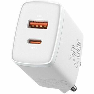 Incarcator retea Baseus Compact, Quick Charger, 20W, USB-C, USB, PD 3.0, Alb imagine