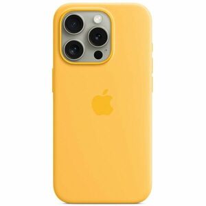 Husa de protectie Apple Silicone Case with MagSafe pentru iPhone 15 Pro, Sunshine imagine