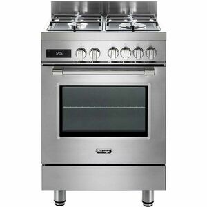 Aragaz profesional De Longhi PRO 66 MXL PZ RO, 4 arzatoare, Gaz + Electric, L 60 cm, Grill, inox imagine