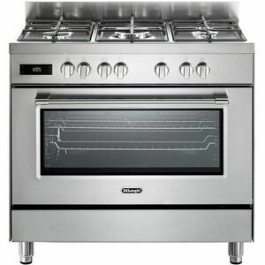 Aragaz profesional De Longhi PRO 96 MX ED RO, 5 arzatoare, Gaz + Electric, L 90 cm, Grill, inox imagine