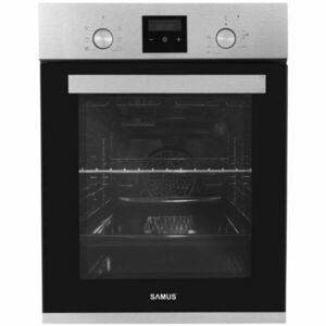 Cuptor incorporabil Samus SCE458GTXV, 1900 W, 47L, Latime 45 cm, 6 functii, Clasa energetica A, Grill, Timer, Ventilator, Gatire automata, Blocare acces copii, Negru/Inox imagine