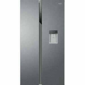 Frigider Side by side Haier HSR3918EWPG, 521 l, Total NoFrost, Multi Air Flow, Display, Super Cooling, Super Freezing, Dozator apa, Clasa E, H 177 cm, Argintiu imagine