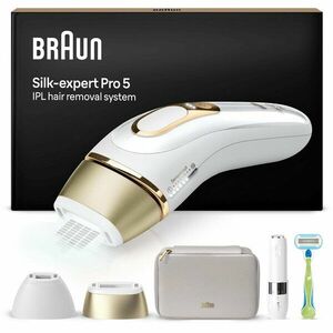 Epilator IPL Braun Silk-expert Pro 5 PL5156, 400.000 impulsuri, 3 intensitati Alb/Auriu imagine