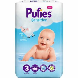 Scutece Pufies Sensitive, 3 Midi, Maxi Pack, 6-10 kg, 66 buc imagine