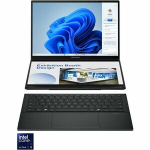 Laptop ASUS Zenbook Duo UX8406CA cu procesor Intel® Core™ Ultra 9 285H pana la 5.4GHz, 14'', 3K, OLED, Touch, 120Hz, 32GB LPDDR5X, 1TB SSD, Intel® Arc™ Graphics, Windows 11 Pro, Inkwell Gray imagine