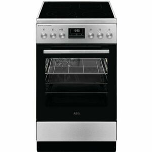 Aragaz AEG CCB56490BM, Vitroceramica, 4 zone de gatit, SteamBake, AirFry, Timer cu display electronic, Grill, Clasa A, 50 cm, Inox imagine