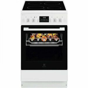 Aragaz Electrolux LKR540267W, Electric, Vitroceramica, 4 zone de gatit, Raft BBQ, Timer electronic, Grill, Iluminare cuptor, Clasa A, 50 cm, Alb imagine