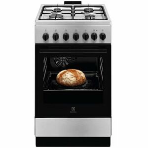 Aragaz Electrolux LKK520022X, Mixt, 4 arzatoare , Siguranta plita, Aprindere integrata, Cuptor electric, SteamBake, AirFry, Timer, Grill electric, Clasa A, 50 cm, Inox imagine