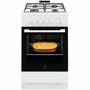 Aragaz Electrolux LKK520032W, Mixt, 4 arzatoare , Siguranta plita, Aprindere integrata, Cuptor electric, SteamBake, AirFry, Timer, Grill electric, Clasa A, 50 cm, Alb imagine