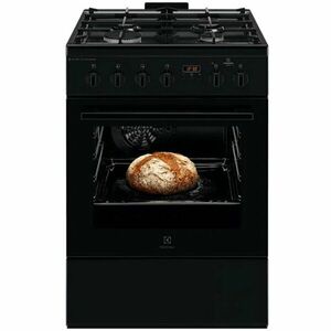 Aragaz Electrolux LKK660220K, Mixt, 4 arzatoare , Siguranta plita, Aprindere integrata, Cuptor electric, Plus Steam, AirFry, Timer, Grill electric, Clasa A, 60 cm, Negru imagine