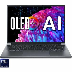 Laptop Acer Swift X 14 SFX14-72G-70TV cu procesor Intel® Core™ Ultra 7 155H pana la 4.8GHz, 14.5, 2.8K OLED, 120Hz, 16GB LPDDR5X, 1024GB SSD, NVIDIA® GeForce RTX™ 4050 6GB GDDR6, Windows 11 Home, Steel Gray imagine