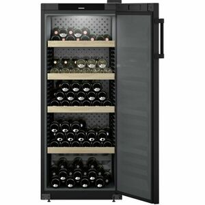 Vitrina pentru vinuri Liebherr WSbl 4601 GrandCru Selection 166 sticle, Clasa E, Rafturi lemn, Control electronic Display, H 148.4 cm, 323 l, Negru imagine