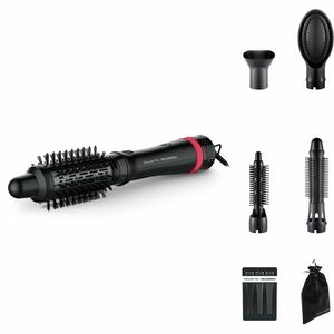 Perie rotativa cu aer cald Rowenta x Karl Lagerfeld Express Style CF635LF0, 800W, 3 trepte de viteza / temperatura, 5 accesorii, invelis Keratin & Glow, functie hair respect, cablu rotativ 360° , negru imagine