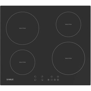 Plita incorporabila inductie Samus PSI-64BMG10, Latime 60 cm, 4 zone de gatit, Touch Control, 7000 W, Timer, Setari putere in 9 trepte, Functie Impuls, Sticla ceramica neagra mata imagine