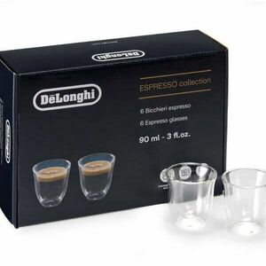 Set de 6 pahare espresso De'Longhi Essential Collection DLSC300 - 5513284431, 90ml, Perete dublu din sticla borosilicata, Mentin temperatura constanta, Suflate manual imagine