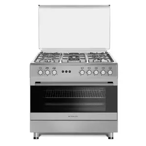 Aragaz gaz 90 cm Prato Inox Studio Casa, 5 zone de gatit, Gaz, Wok, Cuptor gaz, Rotisor, Timer mecanic, Grill electric, Gratar fonta, Aprindere electrica, Clasa energetica A, Inox, dubla ventilatie coacere imagine