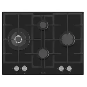 Plita gaz incorporabila Studio Casa Bellagio Nero, 70 cm, 4 arzatoare gaz, Wok, Aprindere electrica, Gratare fonta, Valve de siguranta, Sticla neagra imagine