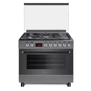 Aragaz gaz 90 cm Nando Graphite Grey Studio Casa, 5 zone de gatit, Gaz, Wok, Cuptor gaz, Rotisor, Timer digital, Grill electric, Gratar fonta, Aprindere electrica, Clasa energetica A, Gri imagine